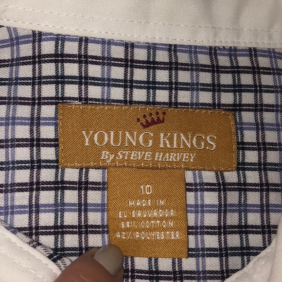 Kids Purple and blue plaid button down - Picture 2 of 4